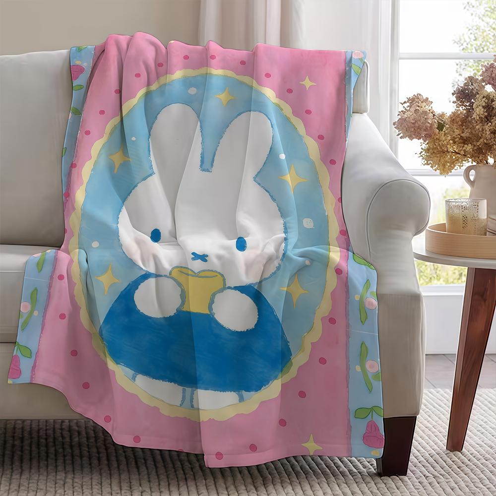 Cute Cartoon M-MiffyS-ES Rabbit Blanket Throw Super Cosy Plush Living Room Sofa Couch Childish Birthday Gifts