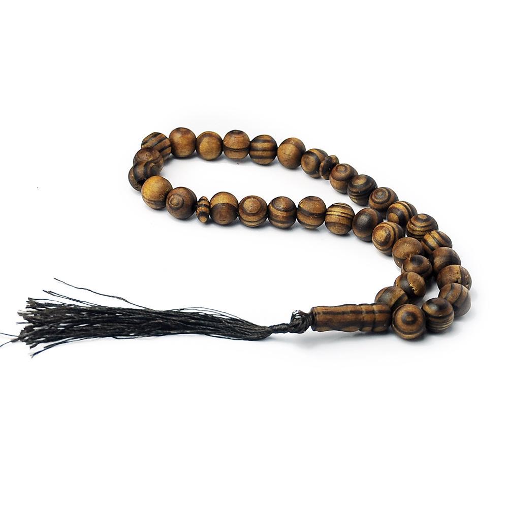 South America & Middle East Arab 33 Natural Wood Prayer Beads Bracelet. 12mm Beads