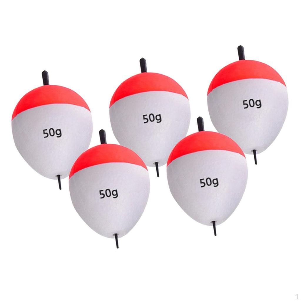 5 Brightly Colored Oval Shaped EVA Foam Fishing Buoys, High Buoyancy for Trout, Catfish, Bass And