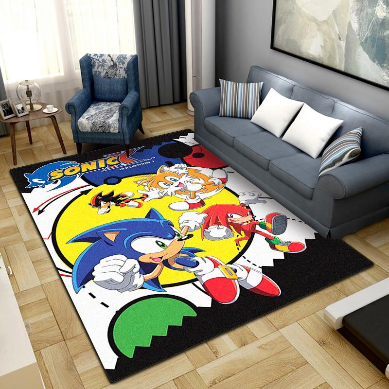 Cartoon Sonic Hedgehog Rug for Home Decoration,Washable Non-slip Large Rug Floot Mat LXRa35