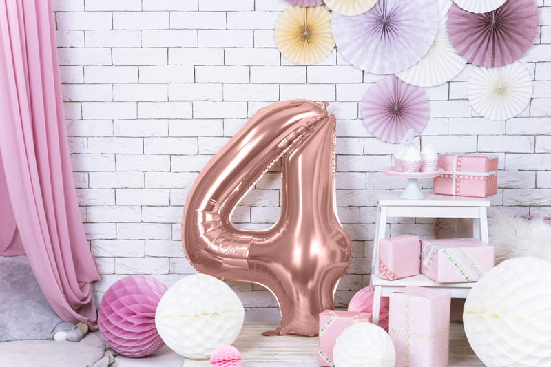 Balon Foliowy Cyfra "4" Różowe Złoto 86 Cm