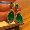 Full Green, Yang Green, Natural Agate Green Chalcedony Earrings, Women'S Opening Is Slightly Inlaid, And The Real Shot Is Fidelity.