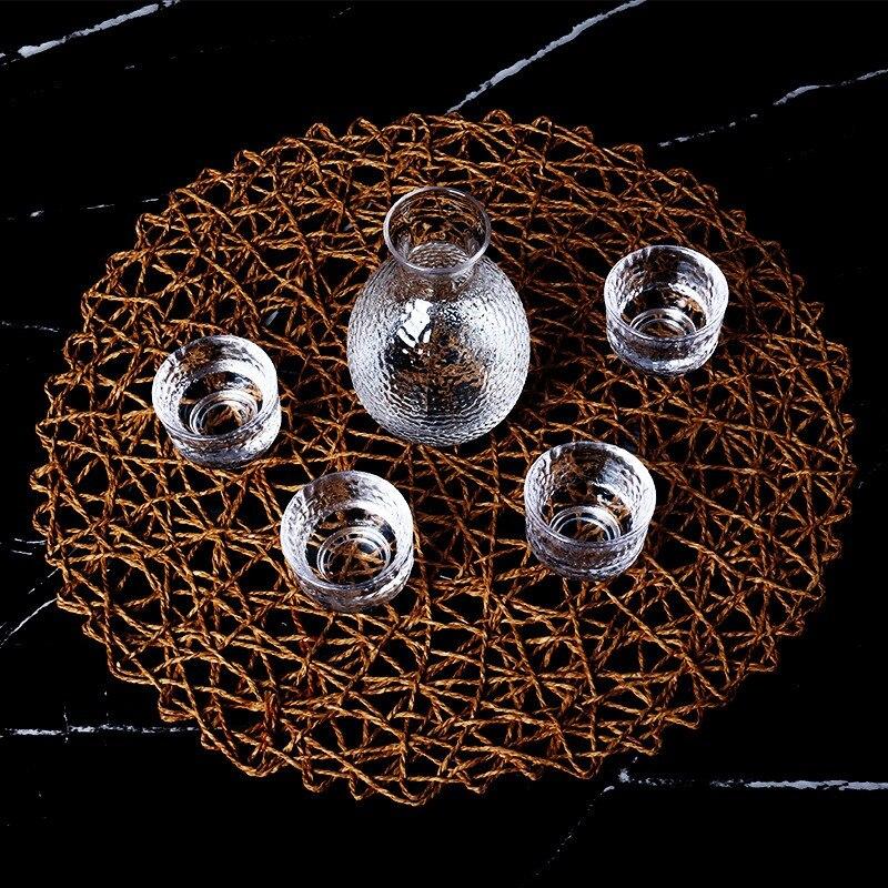 Vintage Japanese Sake Set Glass Cup Flagon Liquor Cup Pot And Cups Home Bar Sake White Wine Pot Wine Warmer Creative Drinkware Gifts