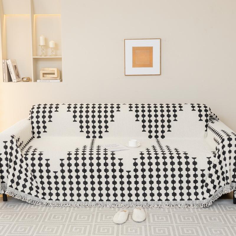 Plush Geometric Blanket Sofa Towel Cover One-piece Type Universal Four Seasons Non Slip Sofa Cushion Cover Full Wrap Cloth Towel