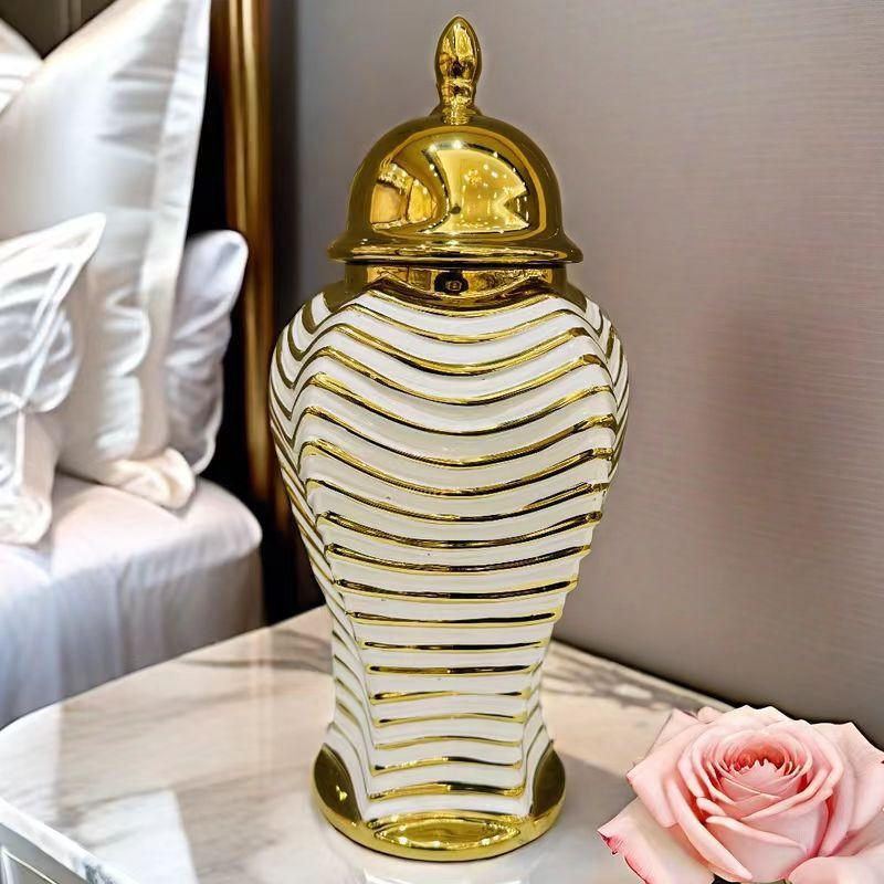 home decor Platinum ginger jar vase Nordic living room home decoration bedroom living room ginger jar decoration jar flower pot