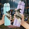 1PC Flying Witch Broom Halloween Pattern 750ml Color Plastic Sports Water Bottle Leakproof Flip Straw Lid Suitable for Sports Office Home Use