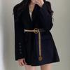 Wide Black Modern Waist Belt For Women With Unique Chain Design For Wear Versatile