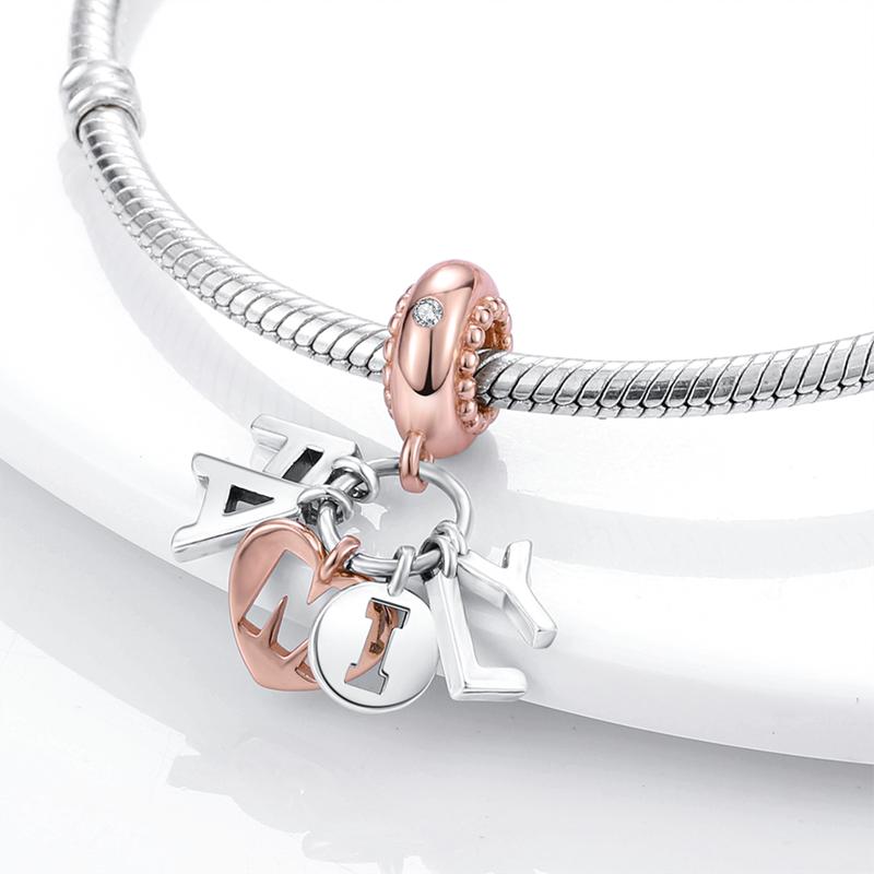Colorful Charms Bead Jewelry Copper Rose Crown Rainbow Heart Shape Dangle Fit Pandora Bracelet Necklace Diy Marking