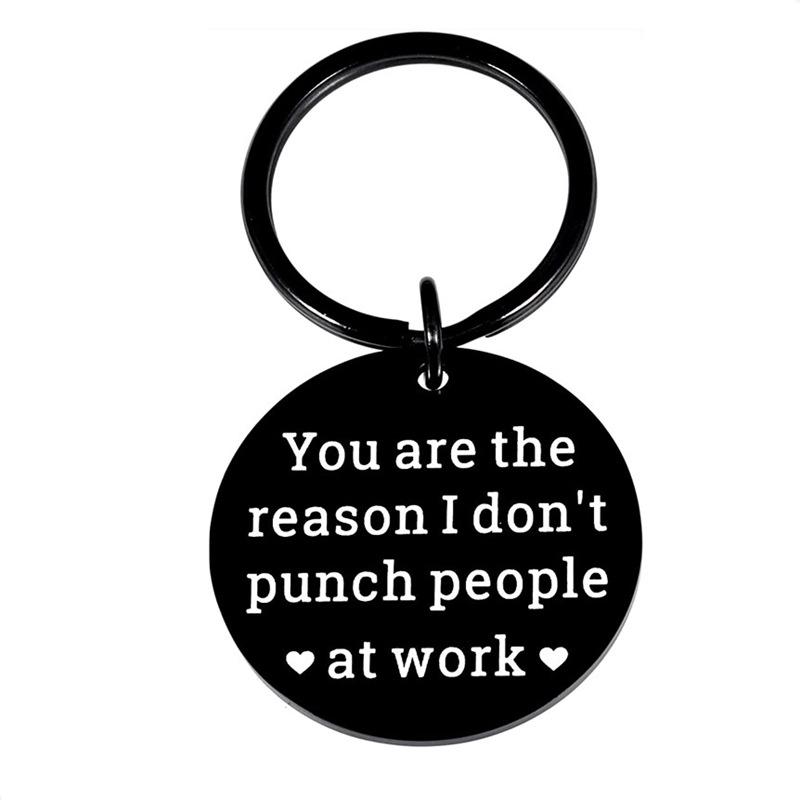 

Coworker Keychain Gift for Men & Women - Engraved You Are The Reason I Punch People at Work Humorous Office Appreciation Gift чорний