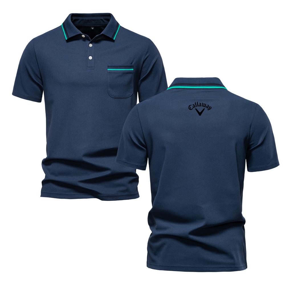 

Callaway 2025 Summer Embroidered New Short Sleeved Polo Shirt Men s Striped Collar Business Casual Short Sleeved Polo Men s Top XXL