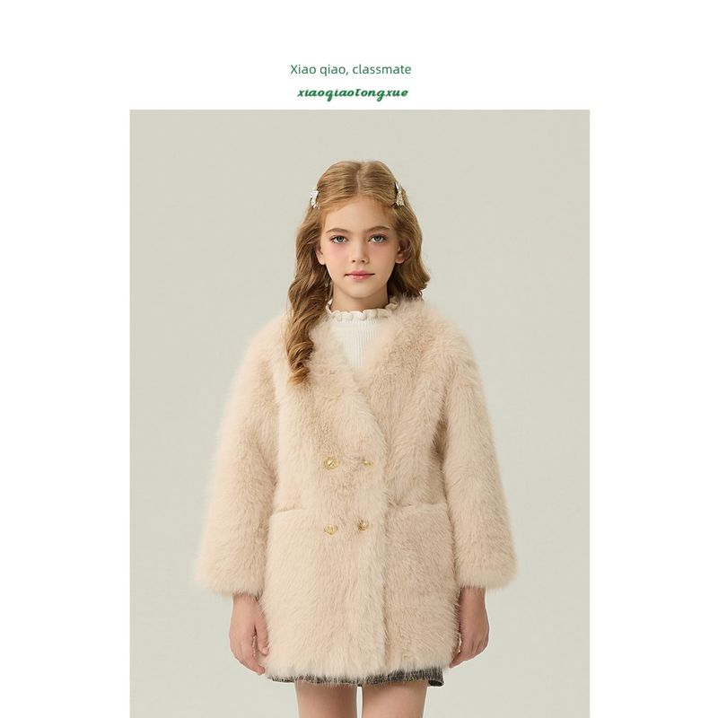 Children's Fur Outwear 2025 Autumn and Winter New Style Girls' Imitation Fox Fur Short Cardigan Little Girl's Fur Outwear