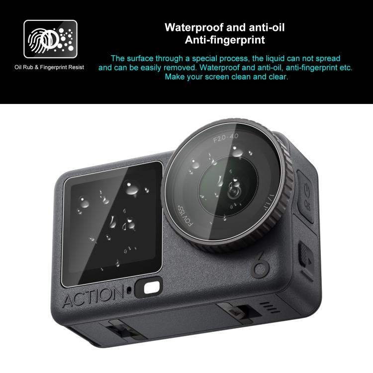For DJI Osmo Action 6 PULUZ Lens + Front and Back Screen Tempered Glass Film (Transparent)