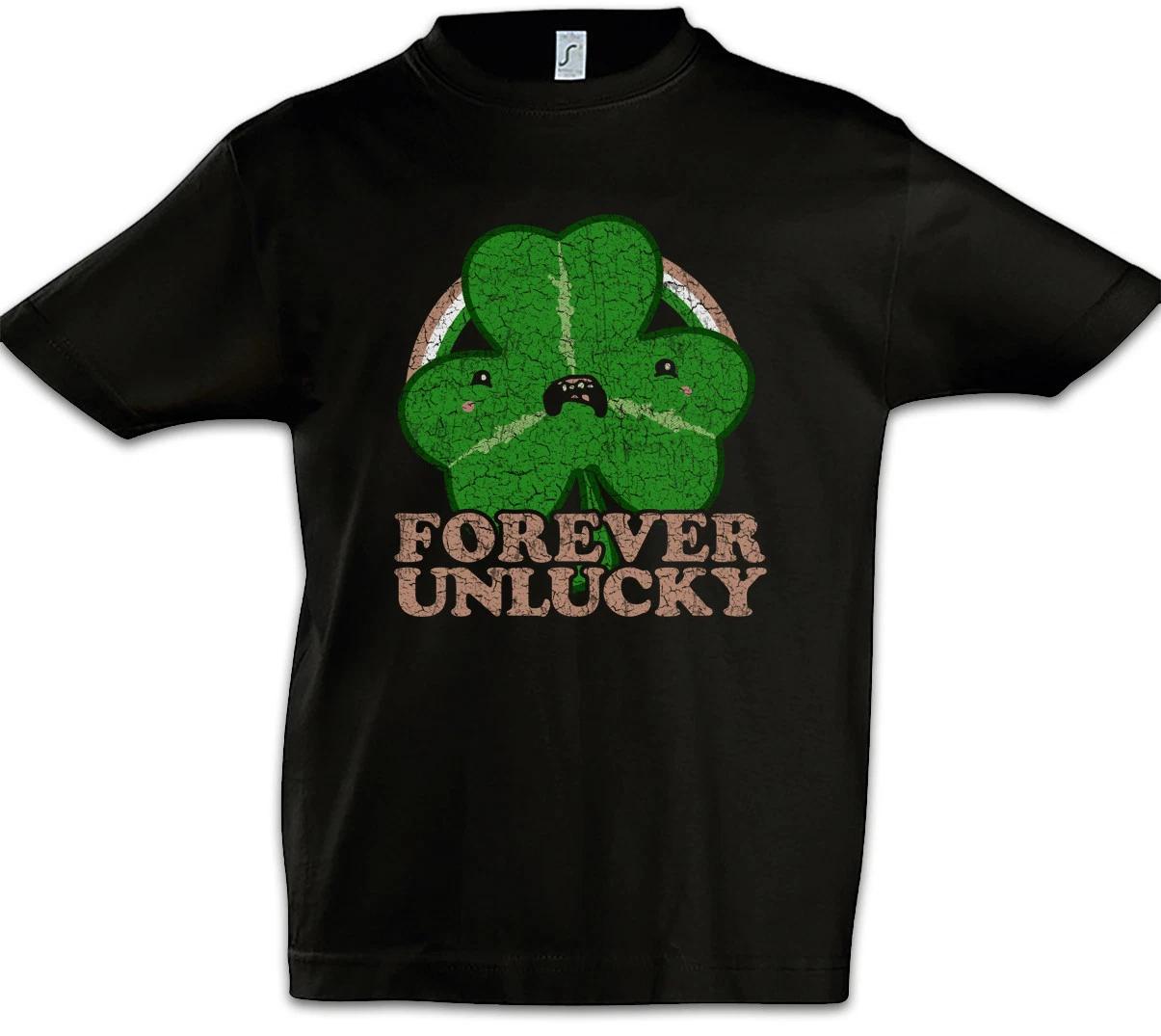

Forever Unlucky Trefoil Kids Boys T-Shirt Bad Luck Unhappy Live Life Fun 160