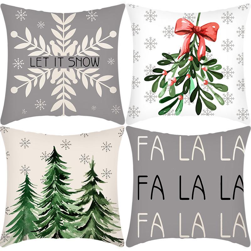 New Christmas Pillowcase Christmas Tree Print Elk Home Decoration Holiday Pillow Pillowcase