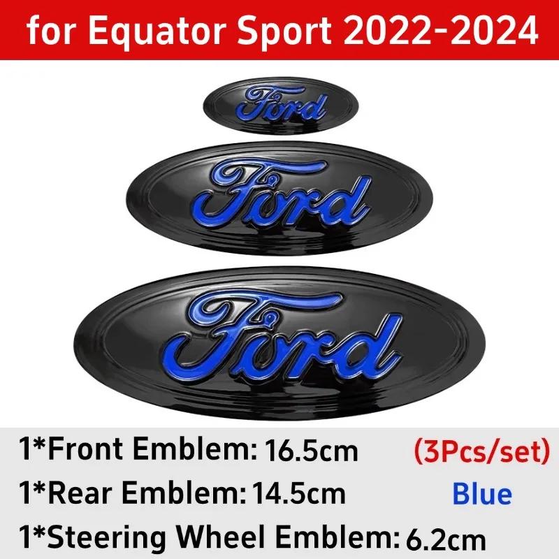 Car Sticker 3pcs Badge for Ford Taurus Equator Explorer Escape ST Kuga Mondeo Focus Edge Car Front Rear Logo Steering Wheel Cove