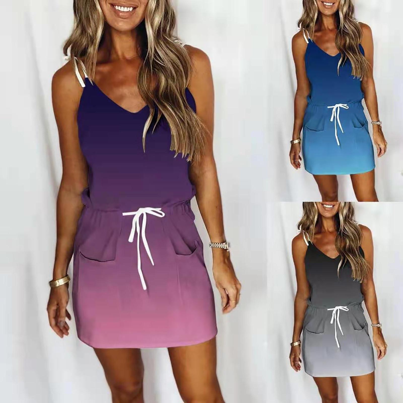 

Модное женское удобное повседневное платье без рукавов с принтом в стиле ретро