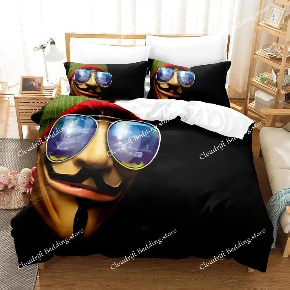 Personality Technology Anonymous Bedding Set Duvet Cover Bed Set Quilt Cover Pillowcase Comforter King Queen Size Boys Adult026