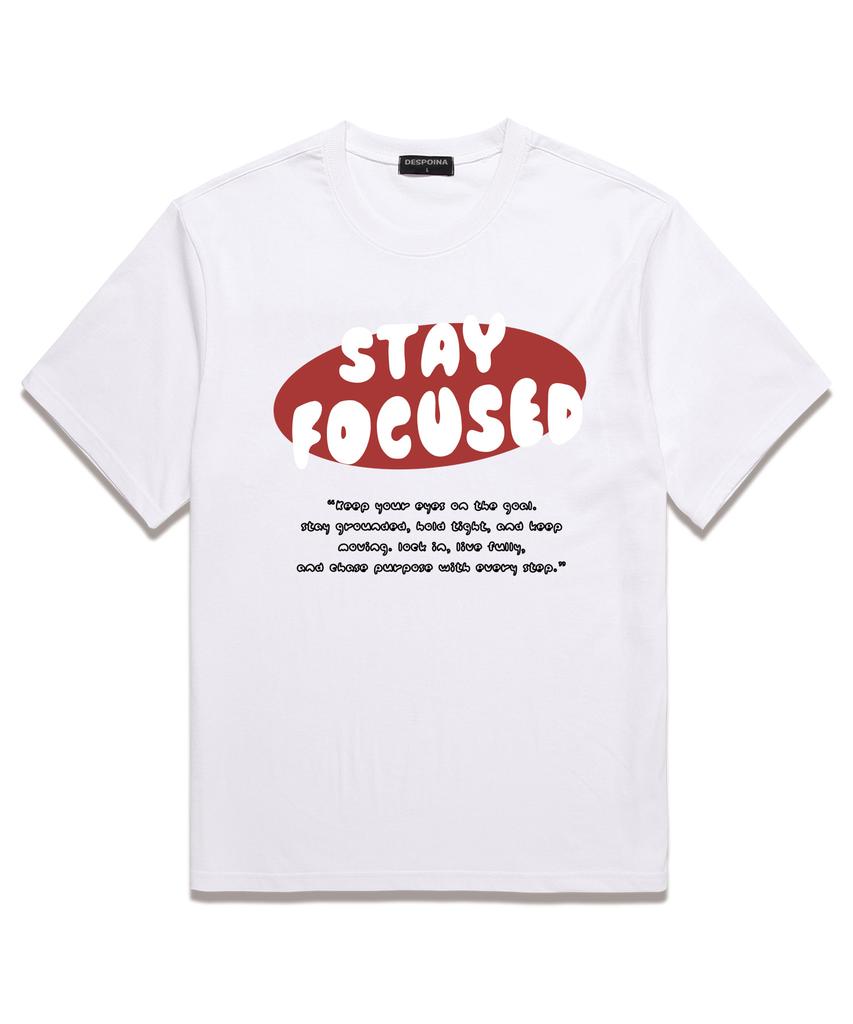 Ujeu Stay Focused Oversized Short Sleeve T-Shirt (Ds023) White
