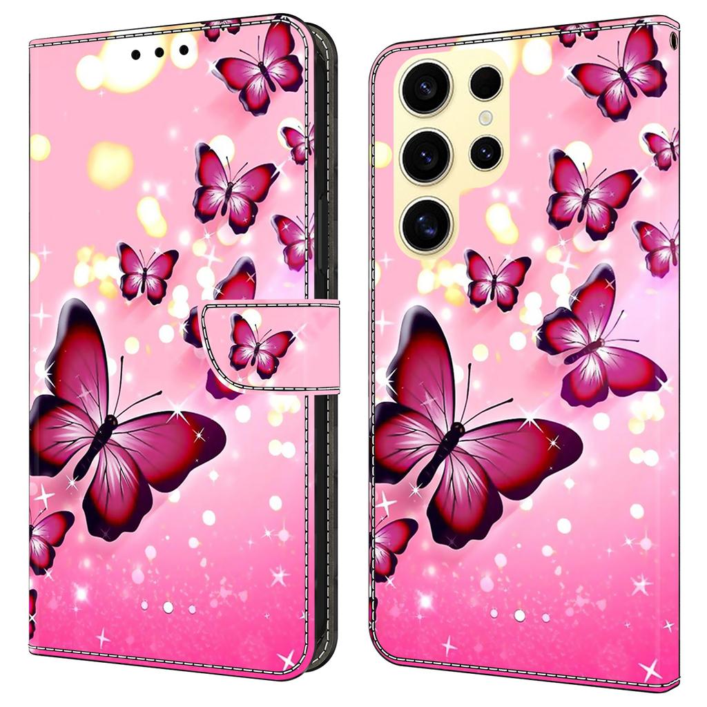 Für Samsung Galaxy S25 Ultra Hülle Brieftasche Ständer Musterdruck PU Leder Klapphülle