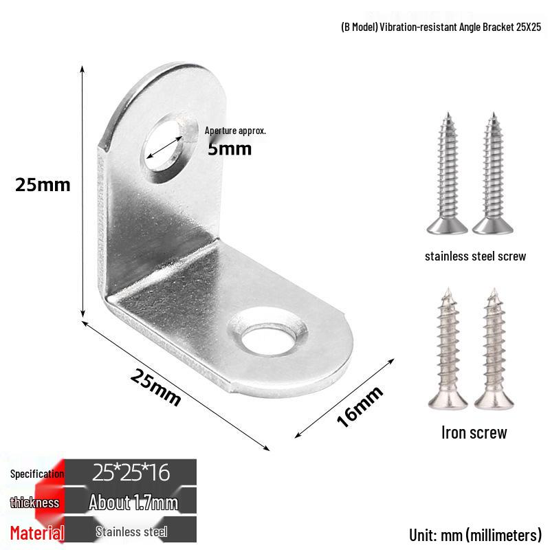 Thickened Stainless Steel 90° L-Shaped Bracket for Furniture and Shelves