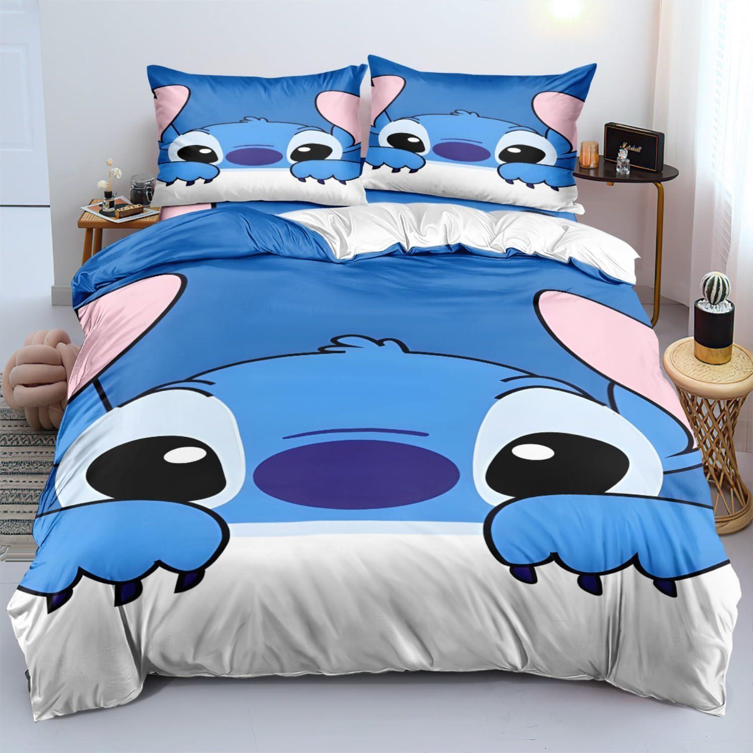 

Home Textile Three-Piece Blue Cartoon Digital Printing Quilt Pillowcase Bedding 90 * 200