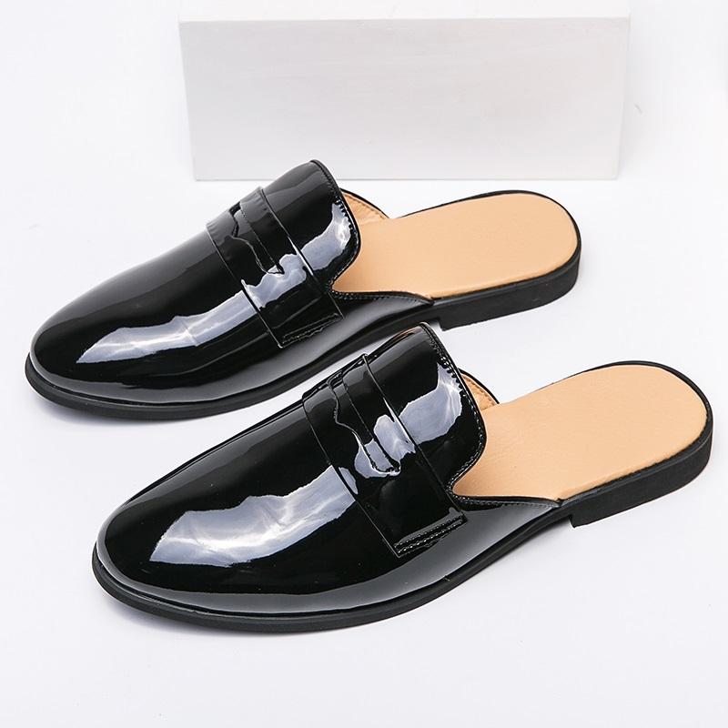 Fashion New Men Half Slippers Penny Loafers Casual Charm Leather Mules Moccasins Breathable Green Black Driving Shoes