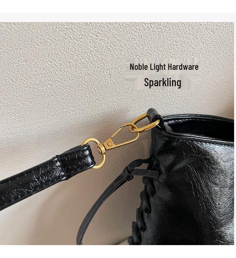 Damen Retro Schulter-Tote mit großem Fassungsvermögen - Europäischer & Amerikanischer Stil Vielseitige Handtasche mit Kordelzug