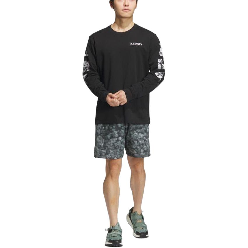 Adidas Multicolor Allover Print Elastic Waist Short Embroidered Design Casual Shorts Men Shorts Gray IS9517