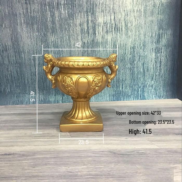 Wedding Gold Roman Column Flower Stand – European Stripe Trophy Fiberglass Décor