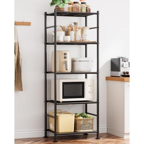 Sakugi Steel Storage Rack, 5-Tier, Rust-Resistant, Heavy-Duty, Large Capacity, Space-Saving Design, Suitable for Kitchens, Living Rooms, and Closets,