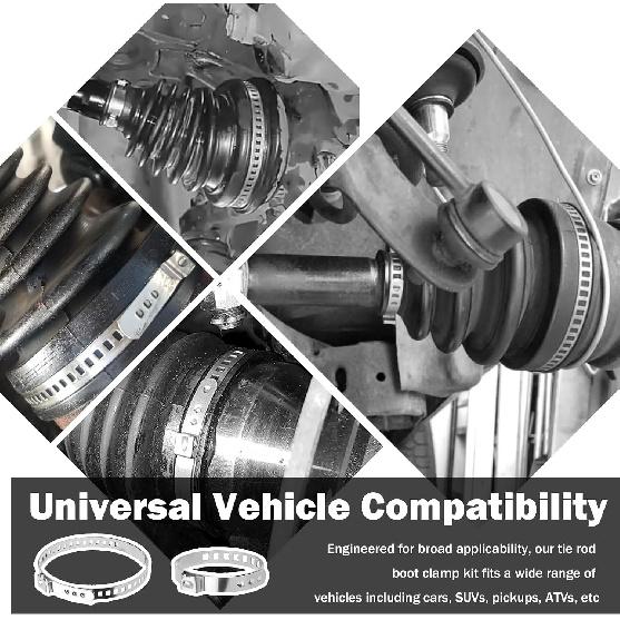 10PCS CV Boot Clamps Tool Kit Stainless Steel,Adjustable CV Axle Boot Clamp with Small & Large Hose Clamp,Universal Rack and Pinion Boots Clamps for