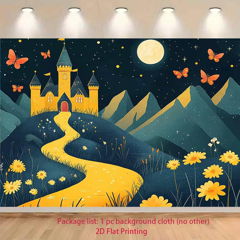 2D Cartoon Magical Kingdom Kids Birthday Newborn Photography Backdrop Decor
