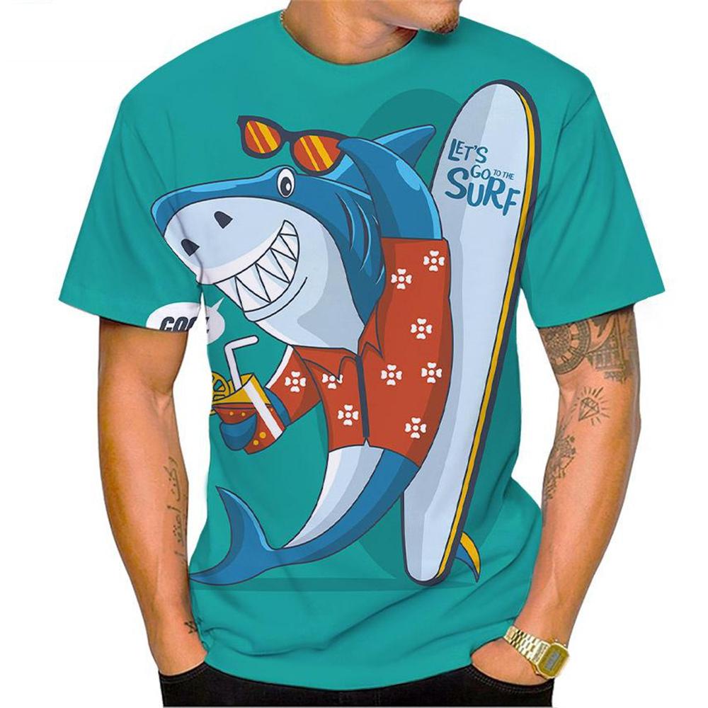 

Новинка, горячая распродажа, акула, серфинг, акула, 3D-печать, мужская футболка, модная повседневная, в стиле Харадзюку, акула, искусство, топы с коротким рукавом S