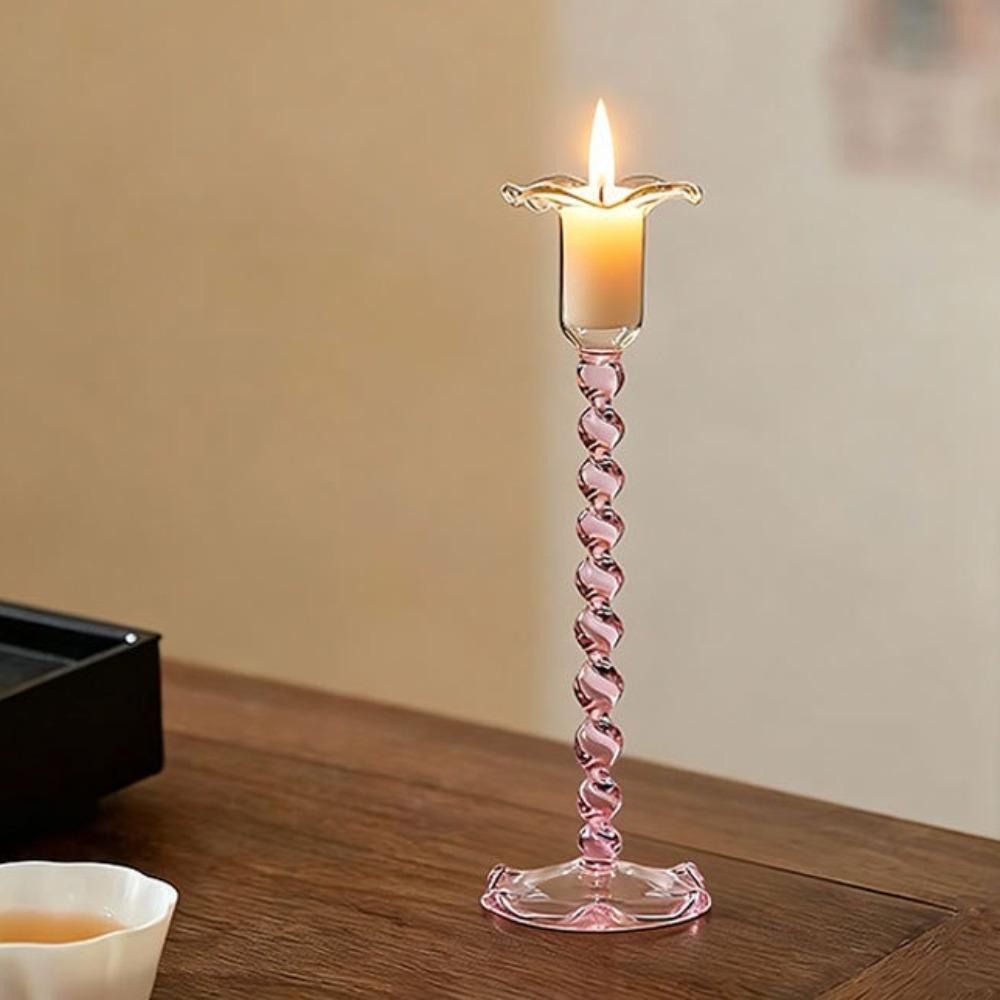 Europejski Styl Kielich na Świecę na Wysokiej Nóżce, Spiralny Świecznik w Kolorze Retro, Ślubna Domowa Kreatywna Dekoracja na Stół