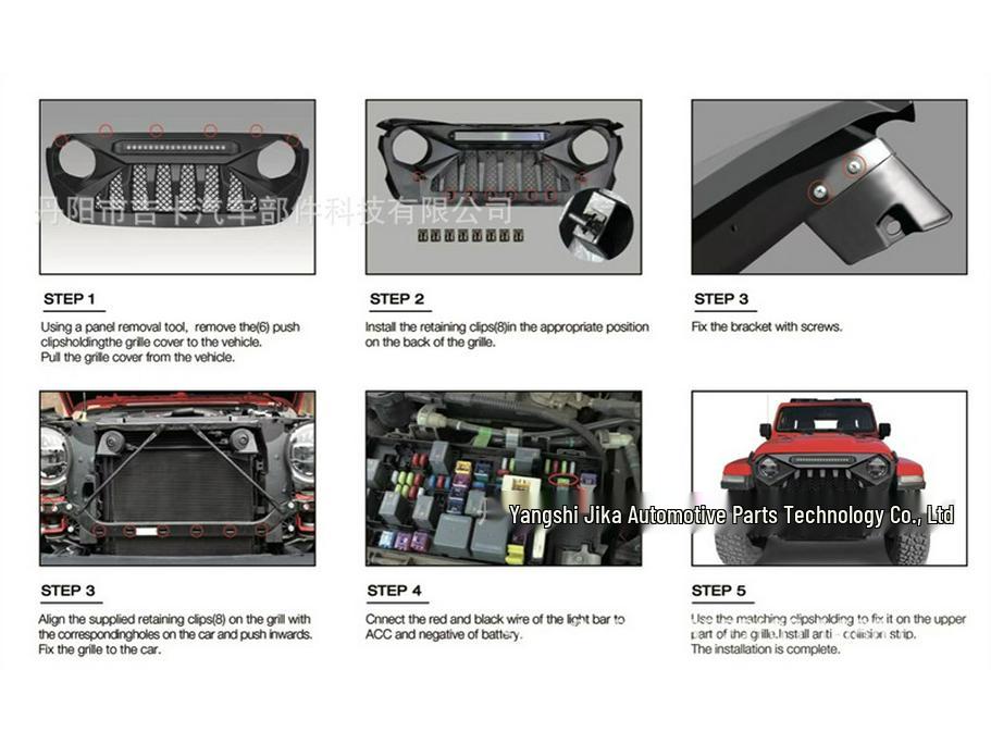Modifizierter Kühlergrill mit Lichtern für Wrangler JL - Zubehör