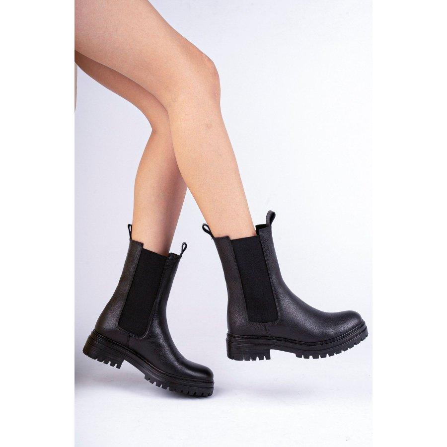 Women's Genuine Leather Casual Long Boots Long Chelsea