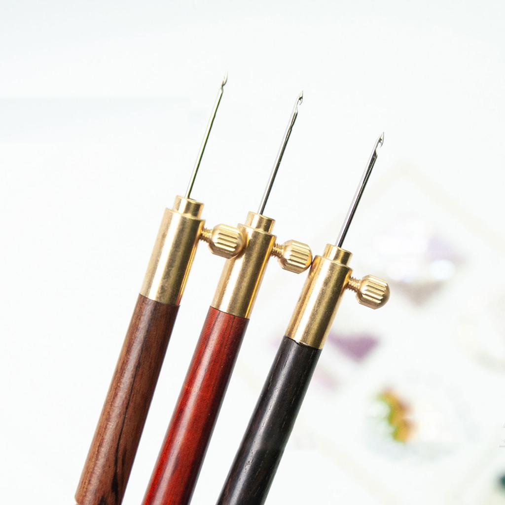 Sticknadel mit Holzgriff inklusive Nadel (0,67 mm 0,9 mm 1 mm) Sticknadel Häkelnadel für Pailletten Perlen Stricken