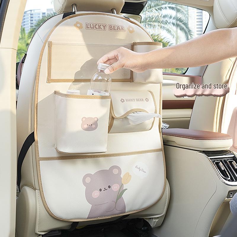Cartoon Car Seat Back Organizer & Anti-Kick Pad