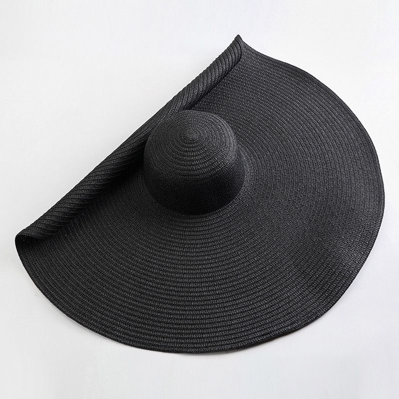 Ladies Beach Hat Fashion Large Wide Brim Sun Hat Roll Up Foldable Summer Beach Hat Big Eaves Sun Protection