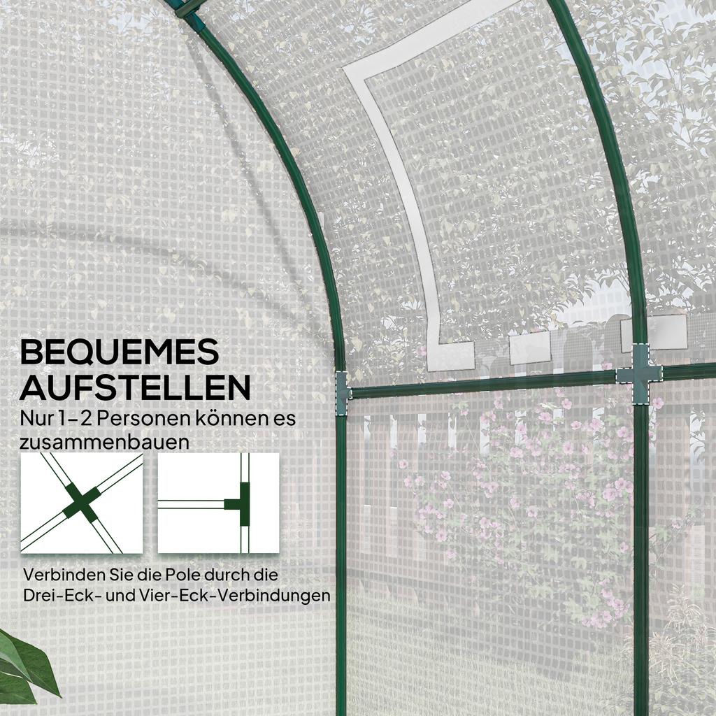 Walk In Polytunnel Greenhouse, Green House for Garden with Roll-up Window and Door, 1.8 X 1.8 X 2 M, White
