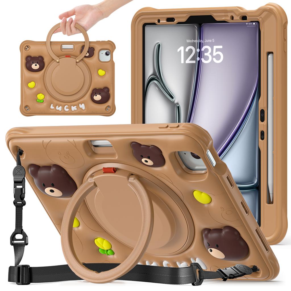 Handle Grip Case Universal for IPad Air 11 2025 M3 2024 M2 Pro11 2018-2022 Air 4 5 10.9" Rotating Stand Armor Cover Kids Cartoon