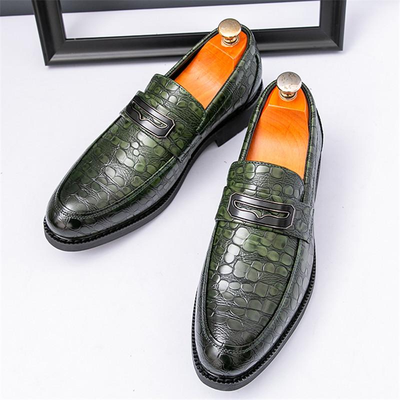 Luxury Retro Fashion Designer New Black Brown Green Casual Shoes For Men Penny Loafter Formal Wedding Dress Homecoming