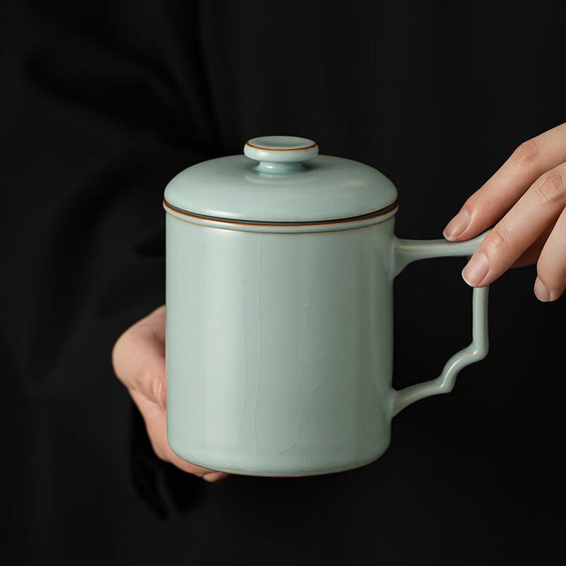 TANGFENG Li Guilian Ru Kiln Ceramic Tea Cup with Infuser Gift Set