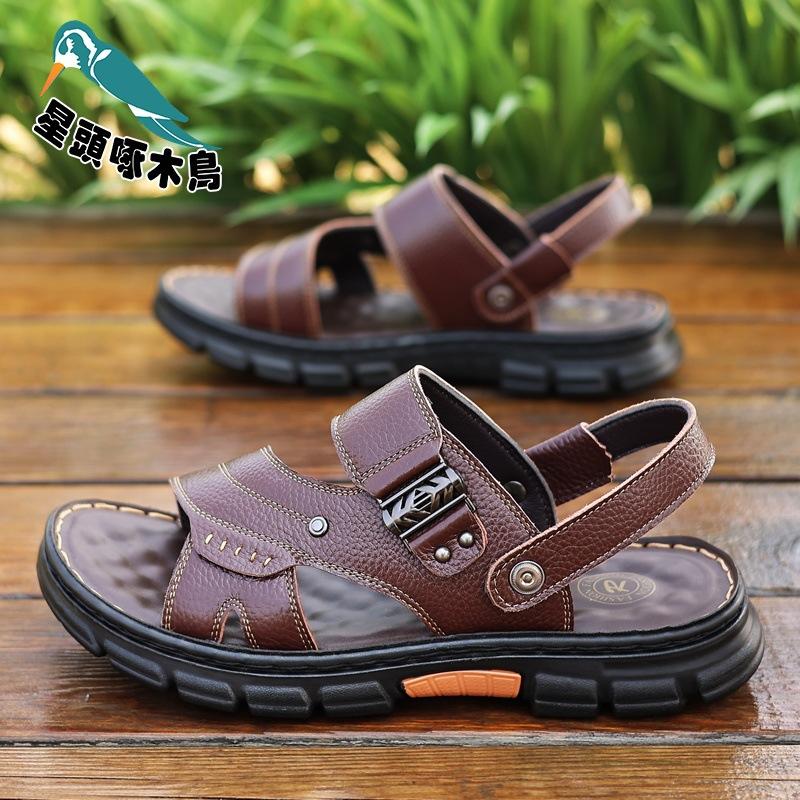 

Мужские сандалии 2025 лето новые нескользящие мужские пляжные туфли для среднего и пожилого возраста на мягкой подошве повседневные сандалии 44