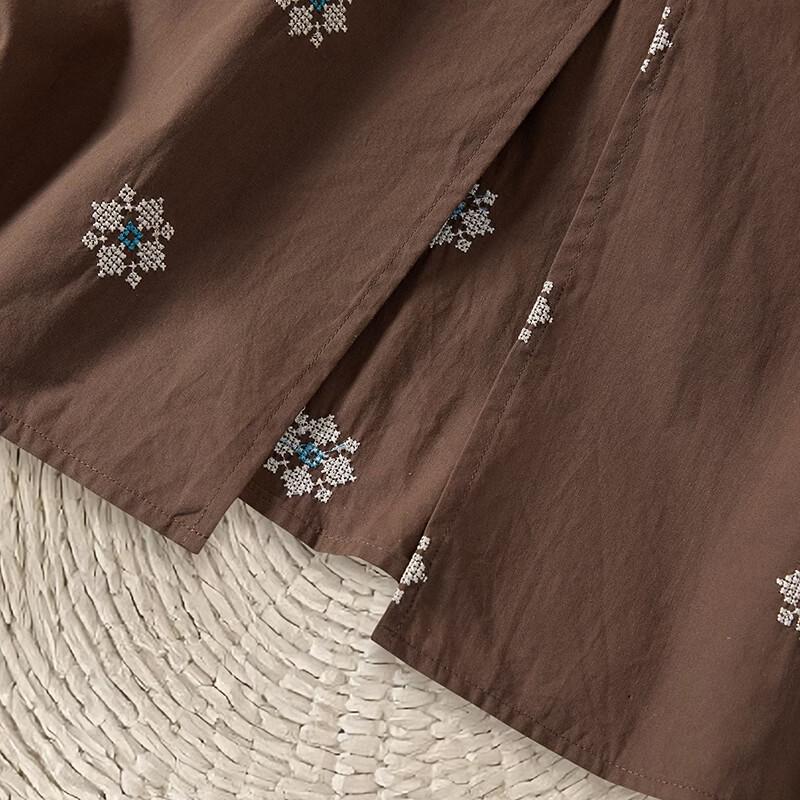 Women's Vintage Embroidered A-Line Midi Skirt