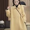 Plus Size Women's Korean Style Slimming Mid-Length Woolen Coat for Autumn/Winter - Loose Fit, Petite Long Jacket.