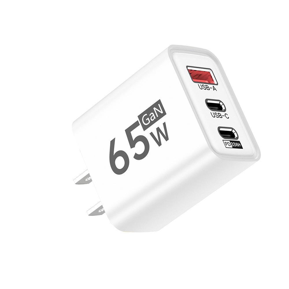 65W 3 Ports GaN USB Charger Type C Fast Charging Phone Charger For iPhone 15 16 Samsung Xiaomi Huawei EU/US Plug Wall Adapter