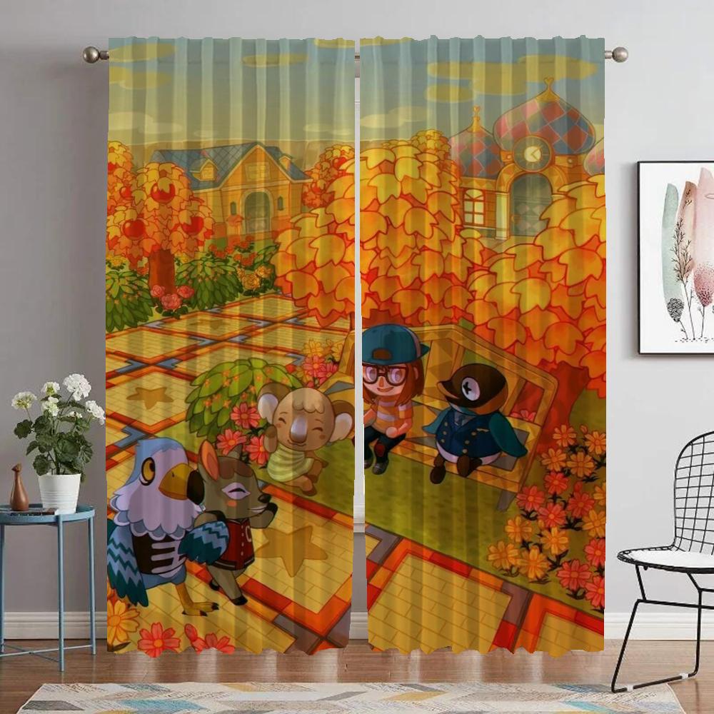 Partition Animal Crossing Curtains Child Room Curtains for Bedroom Shades Halloween Decoration Blackout Curtain for Room 2 Panel