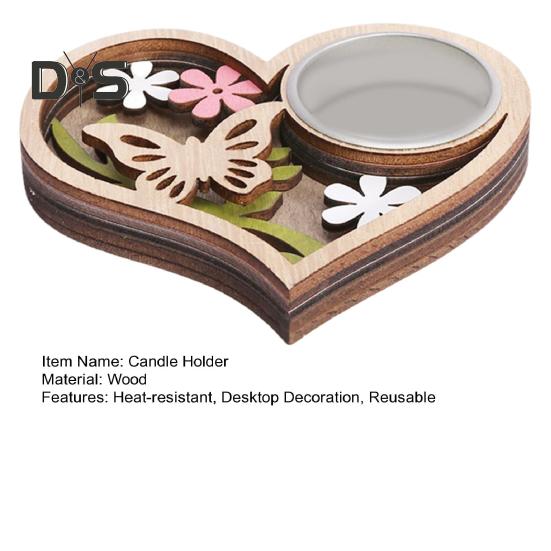 Wood Carving Butterfly Candle Holder Love Heart Votive Tealight Candle Stand Living Room Bathroom Candlestick Decoration Table Centerpiece