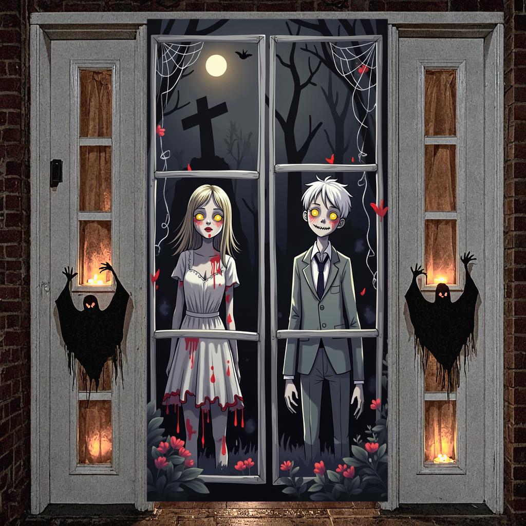 Bloody Scene Dark Forest Scary Backdrop Gothic Theme Halloween Prop For Halloween Party Spooky Event Ghost Story Setup